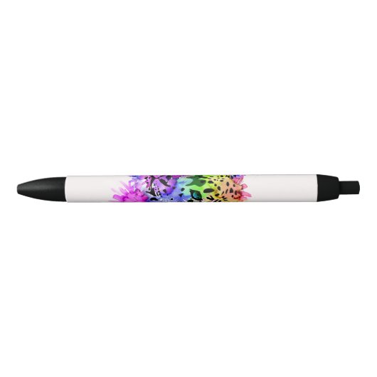 Heller bunter Aquarell-Schnee-Leopard Kugelschreiber (Vorderseite)