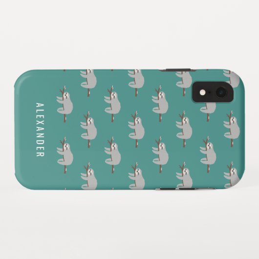 Heller bunter Spaß-Cartoon Sloth Case-Mate iPhone Hülle (Rückseite (Horizontal))