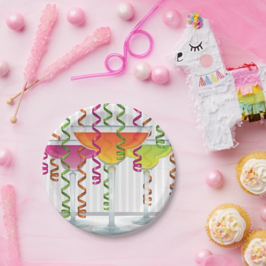 Heller Cocktail und Band Pappteller (Party)