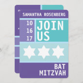 Heller Davidsstern Schläger Mitzvah Einladung (Vorne/Hinten)