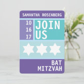 Heller Davidsstern Schläger Mitzvah Einladung (Stehend Vorderseite)