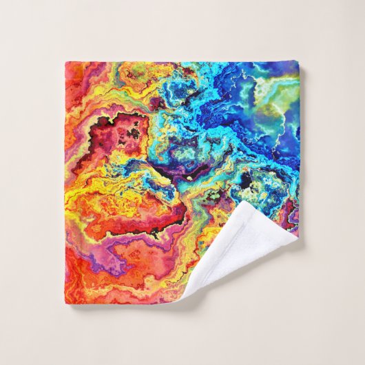 Heller, farbiger Marmor Badhandtuch Set (Waschlappen)