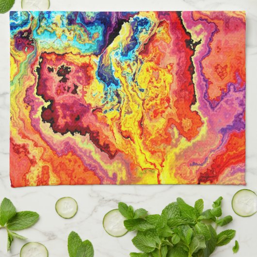 Heller, farbiger Marmor Geschirrtuch (Gefaltet)