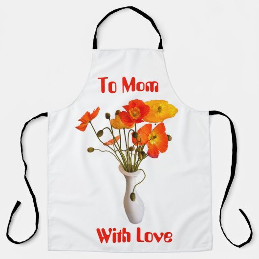 Heller, farbiger Mohn mit Botschaft Schürze (Vorderseite)