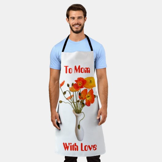 Heller, farbiger Mohn mit Botschaft Schürze (Getragen)