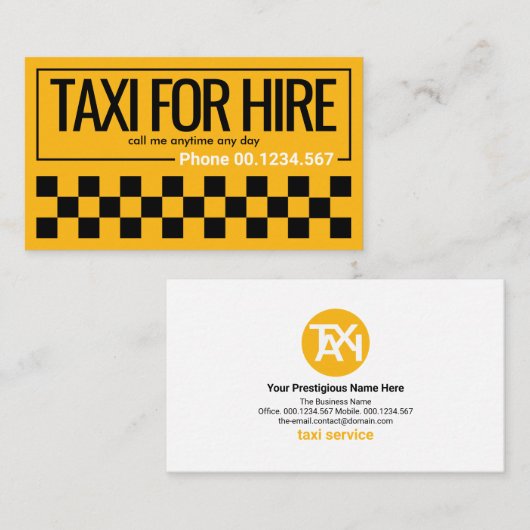 Heller, feiner Taxifahrer mit Stripteppichen Visitenkarte (Vorne/Hinten)