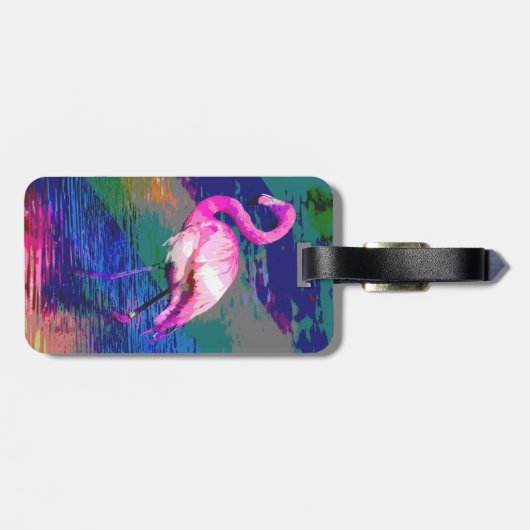 Heller Flamingo-Gepäckanhänger Gepäckanhänger (Rückseite horizontal)