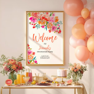Heller, floraler, handgemalter Abschluss Willkomme Poster