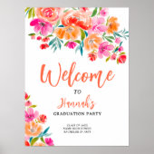 Heller, floraler, handgemalter Abschluss Willkomme Poster (Vorne)
