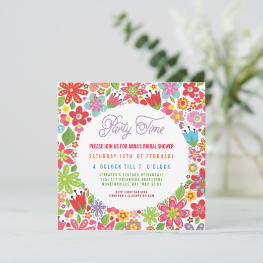 HELLER FRÜHLINGS-BLUMENBrautparty-EINLADUNG Einladung (Stehend Vorderseite)