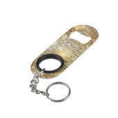 Heller funkelnder goldener schlüsselanhänger flaschenöffner (Rückseite Schrägansicht)