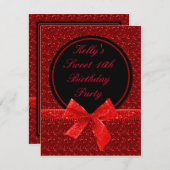 Heller Glitzer Roter Mod Sweet 16 Party Einladung (Vorne/Hinten)