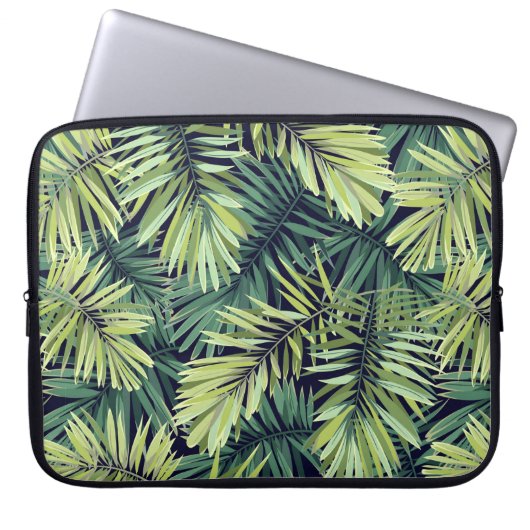 Heller grüner Hintergrund mit tropischen Pflanze. Laptopschutzhülle (Vorderseite)