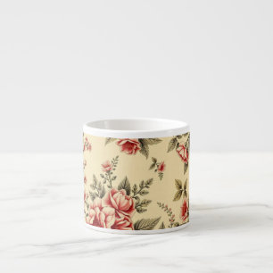 Heller Hintergrund Vintage-Blumendesign Espressotasse