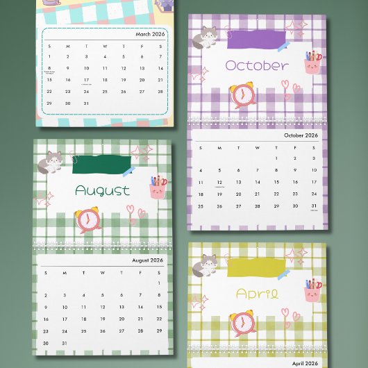 Heller Kawaii-Kitty-Kunstkalender Kalender