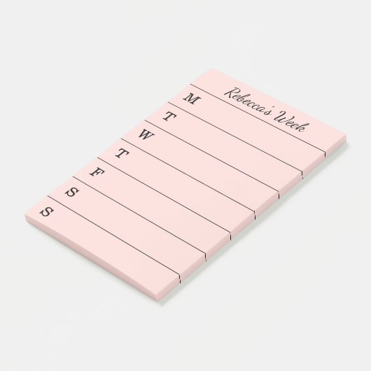 Heller korallenroter wöchentlicher post-it klebezettel (angewinkelt)