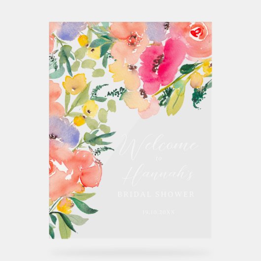 Heller, kühner bohoner Garten Blumenbräu Acrylschild (Vorderseite)