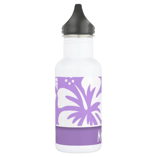 Heller Lavendel Tropischer Hibiskus; Personalisier Edelstahlflasche (Links)