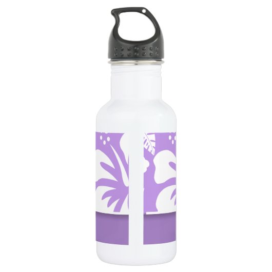 Heller Lavendel Tropischer Hibiskus; Personalisier Edelstahlflasche (Rückseite)