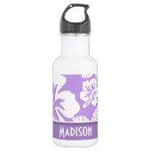 Heller Lavendel Tropischer Hibiskus; Personalisier Edelstahlflasche (Vorderseite)