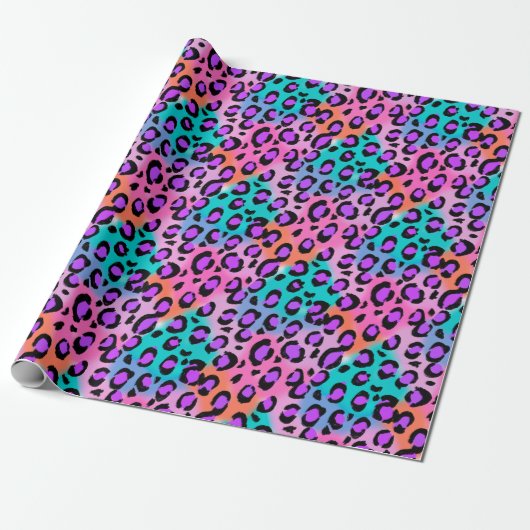 Heller Leopard, rosa lila Aqua Geschenkpapier (Ungerollt)