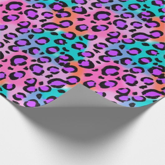 Heller Leopard, rosa lila Aqua Geschenkpapier (Ecke)