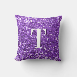 Heller Lila Glitzer Mit Monogramm Kissen