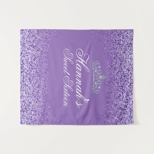 Heller Lila Glitzer Sweet 16 Hintergrund Wandteppich (Vorderseite (Horizontal))