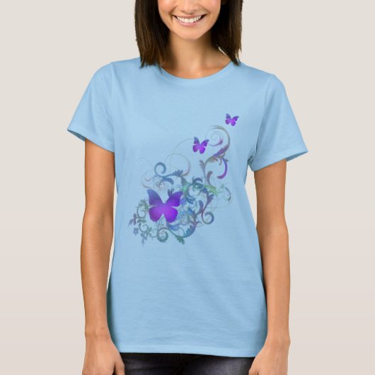 Heller lila Schmetterling T-Shirt (Vorderseite)