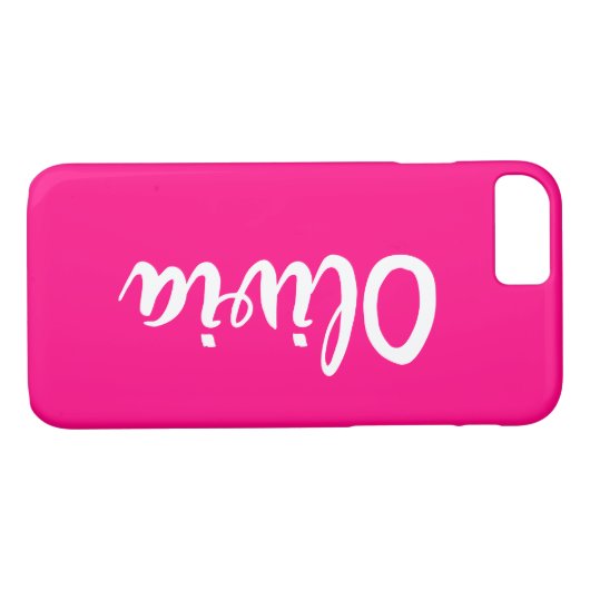 Heller magentaroter heißes Rosa-individueller Name Case-Mate iPhone Hülle (Rückseite (Horizontal))