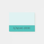 Heller Meergrün-Hintergrund und schwarzer Post-it Klebezettel (Vorderseite)