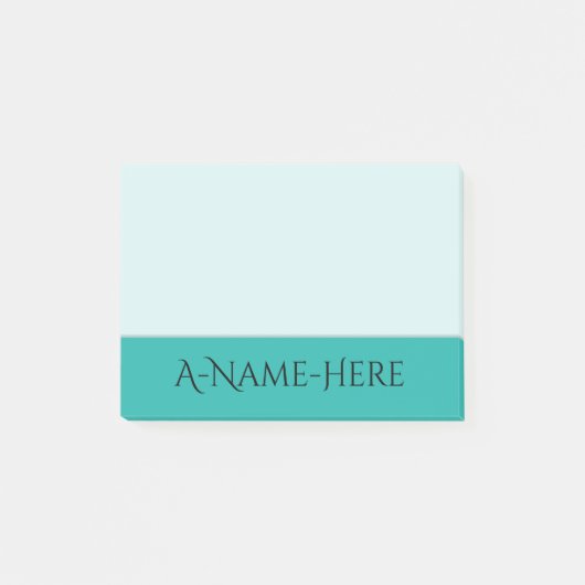 Heller Meergrün-Hintergrund und schwarzer Post-it Klebezettel (Vorderseite)