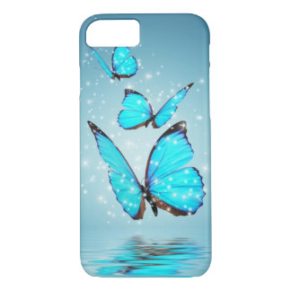 Heller moderner 3 Blau-Schmetterling Case-Mate iPhone Hülle