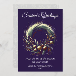 Heller, moderner Kranz vor Lila Hintergrund Feiertagskarte