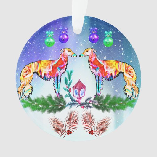 Heller moderner Seidenwindhund Ornament (Vorderseite)