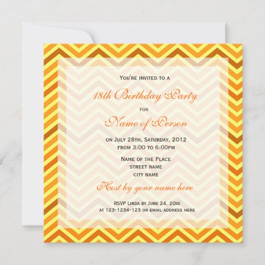 Heller, moderner, trendiger, sonniger Zickzack Geb Einladung (Vorderseite)