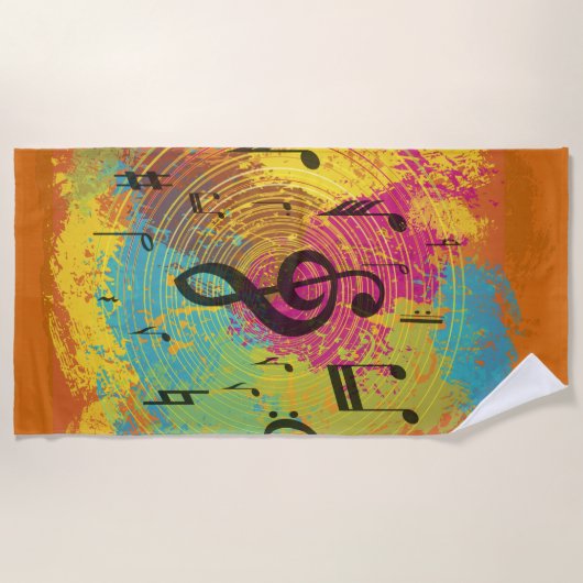 Heller Musiknoten auf Explosion der Farbe Strandtuch (Vorderseite)