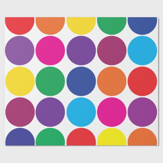 Heller mutiger bunter Regenbogen kreist Tupfen ein Geschenkpapier (Flach)