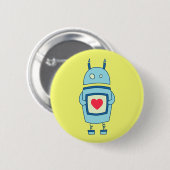 Heller, Niedlicher, schwerfälliger Roboter Button (Vorne & Hinten)