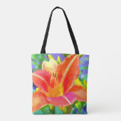 Heller orange LilieWatercolor ganz vorbei - Tasche (Rückseite)
