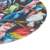 Heller Papagei: tropische Aquarelltapete. Schneidebrett (Ecke)