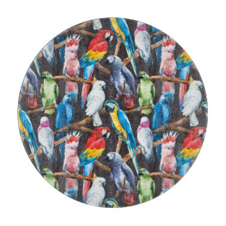 Heller Papagei: tropische Aquarelltapete. Schneidebrett