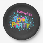 Heller personalisierter Pool-Party-Papier-Teller Pappteller (Vorderseite)