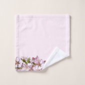 Heller Pink mit Frühlingsholzgrenze Badhandtuch Set (Waschlappen)