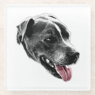 Heller Pop Pitbull Mix Roter Zunge Untersetzer