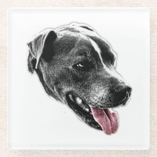 Heller Pop Pitbull Mix Roter Zunge Untersetzer (Vorderseite)