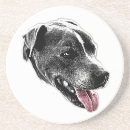 Heller Pop Pitbull Mix Roter Zunge Untersetzer (Vorne)