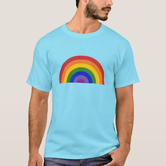 Heller Regenbogen auf dem hellblauen LGBT-Prix T-Shirt (Vorderseite)