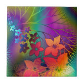 Heller Regenbogen farbiges Blumenmuster Fliese (Vorderseite)