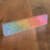 Heller Regenbogen-Glitter Namensplakette (Seite)